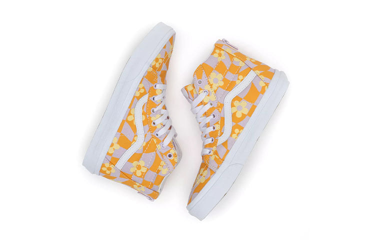 Vans SK8-HI Zip Wear-resistant Casual Skateboarding Shoes Big Boys Orange White VN0A4UI4BL6