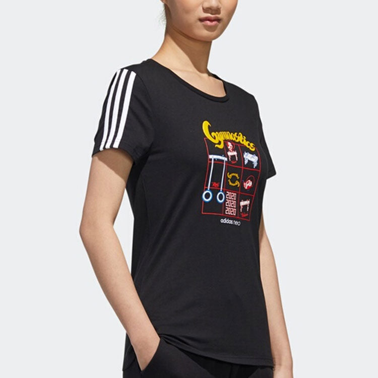 (WMNS) adidas neo Graphic T-shirt 'Black' GK1567