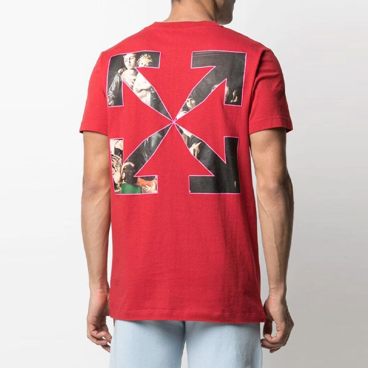 Off-White SS21 Printing Arrow Short Sleeve Loose Fit Red OMAA027S21JER0102501