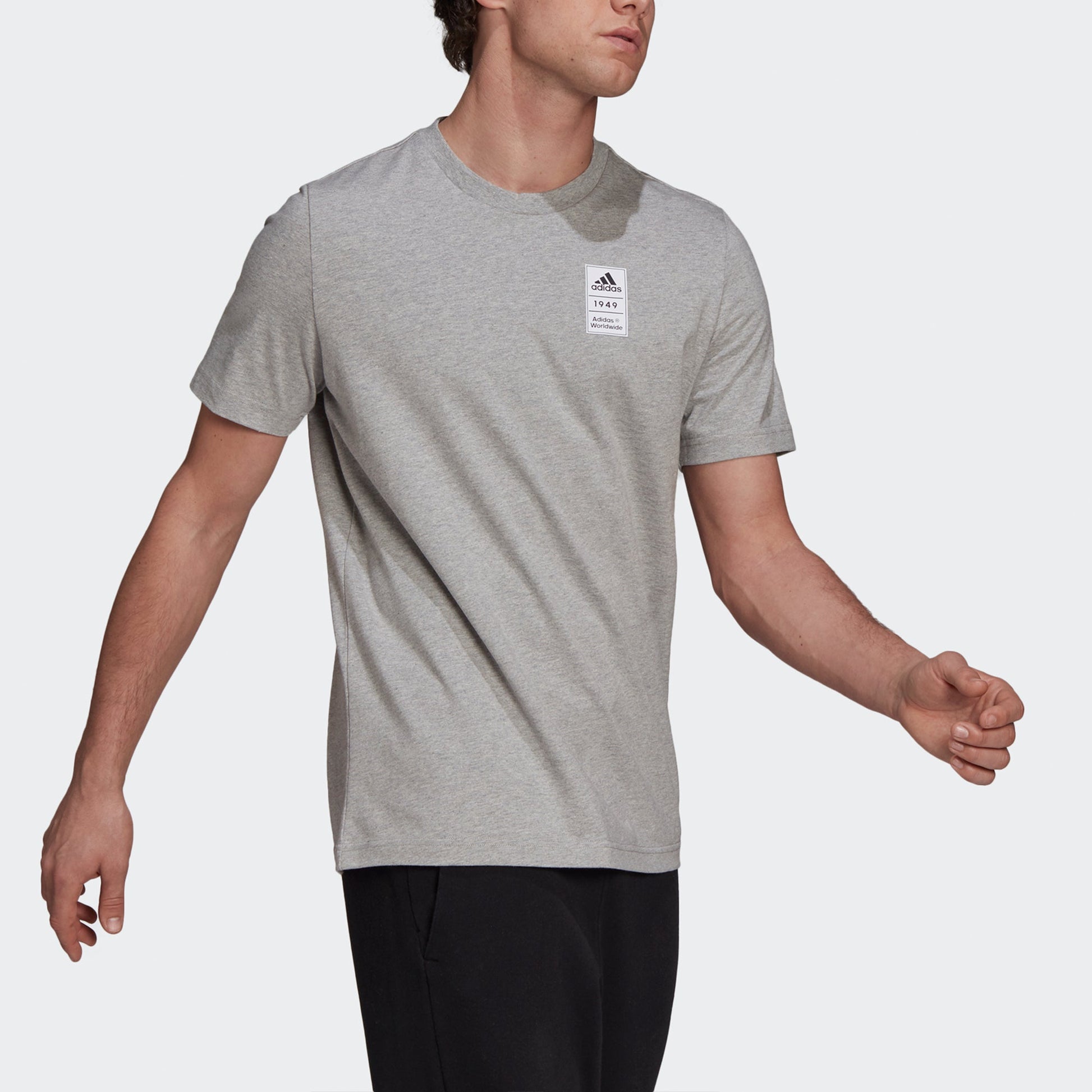 adidas 3bar Logo Tee 2 Casual Sports Alphabet Printing Short Sleeve light grey GU3641