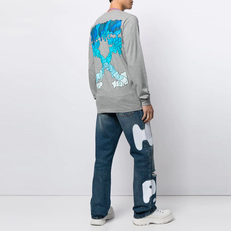 Off-White SS21 Arrowslogo Pattern Printing Round Neck Long Sleeves Ordinary Version Gray OMAB001S21JER0060845
