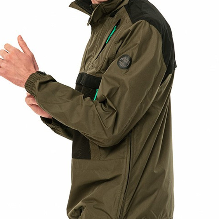 Men's Timberland Contrasting Colors Pocket hooded Pullover Jacket Green A29RBZ28