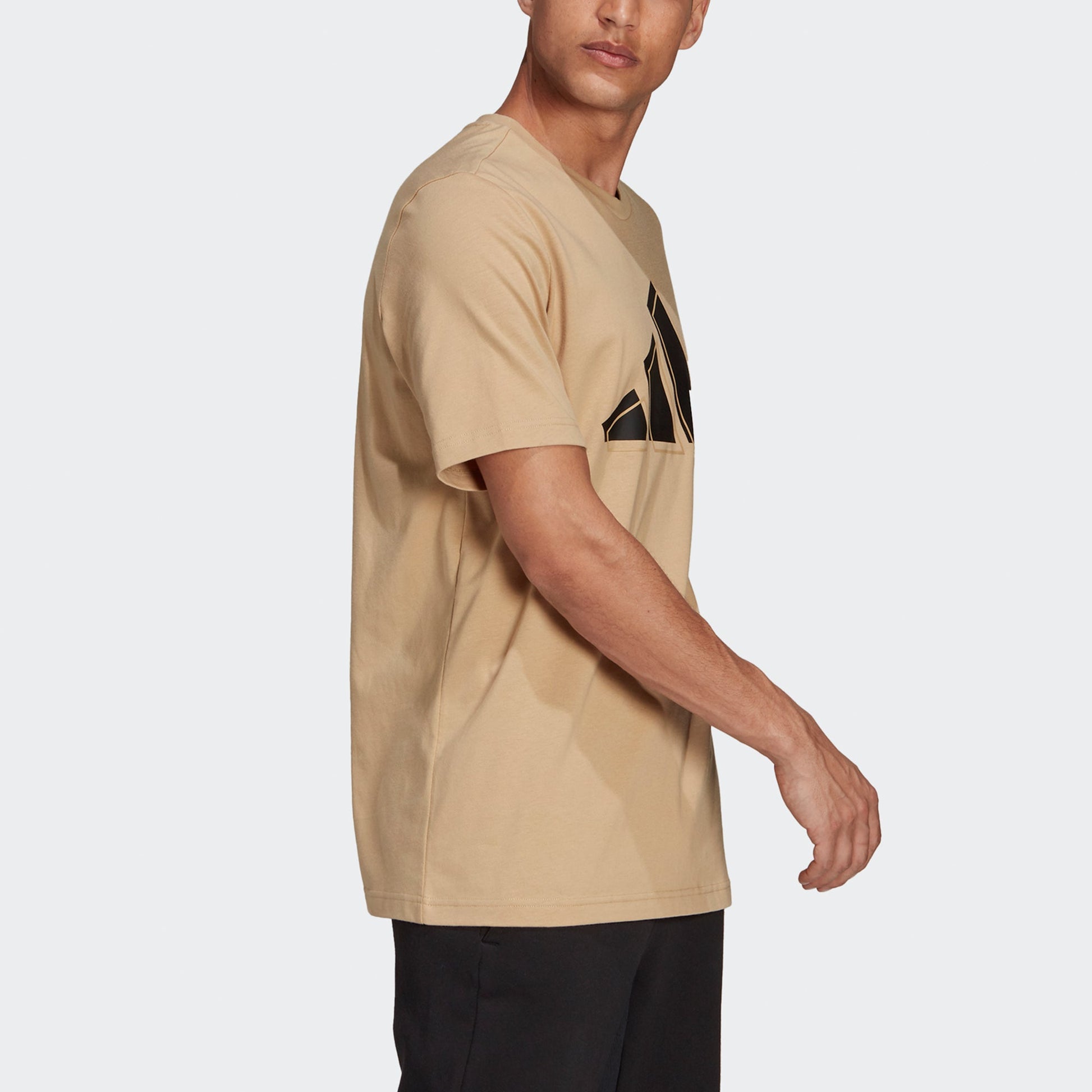 adidas 3bar Logo Tee Logo Printing Sports Round Neck Short Sleeve Khaki GU3644