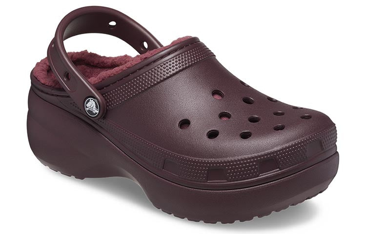 (WMNS) Crocs Classic Platform Lined Clogs 'Dark Cherry' 207938-6WD