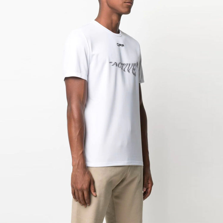 Off-White Pattern Printing Short Sleeve Slim Fit Version White OMVA017V21FAB0020110