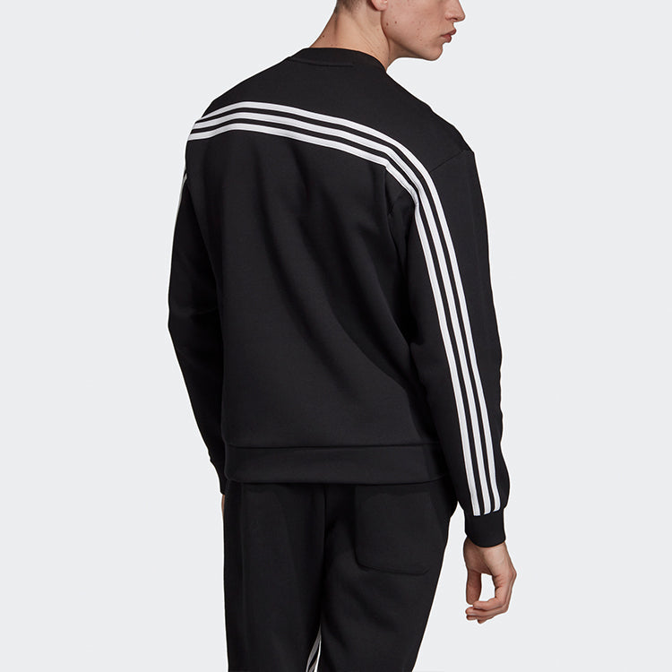 adidas M Mh 3s Crew Casual Sports Solid Color Round Neck Black DX7654