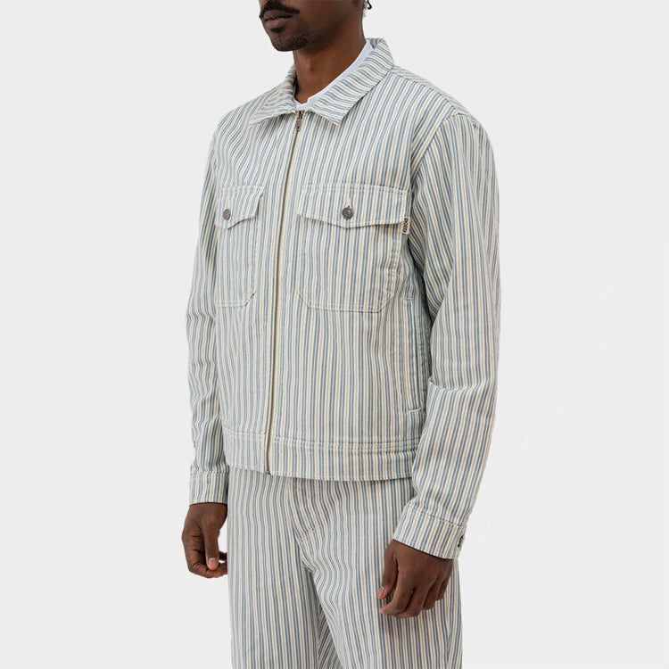 Stussy Loose Stripe Long Sleeves Jacket Unisex Creamy White 115564