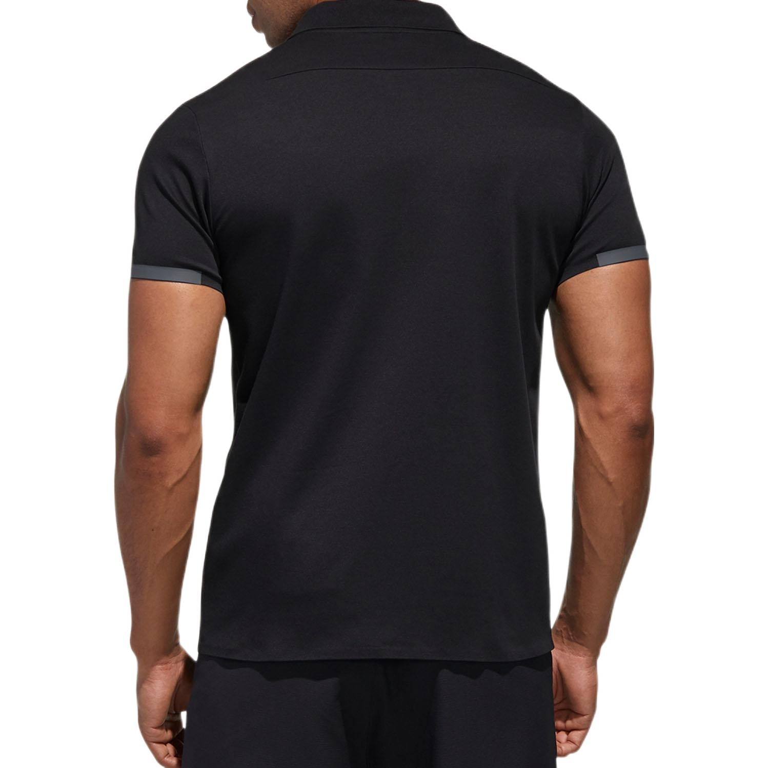adidas Solid Color Alphabet Printing Short Sleeve Black Polo Shirt GL6826