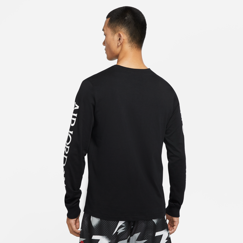 Men's Air Jordan Logo Printing Round Neck Long Sleeves Black T-Shirt DN1447-010