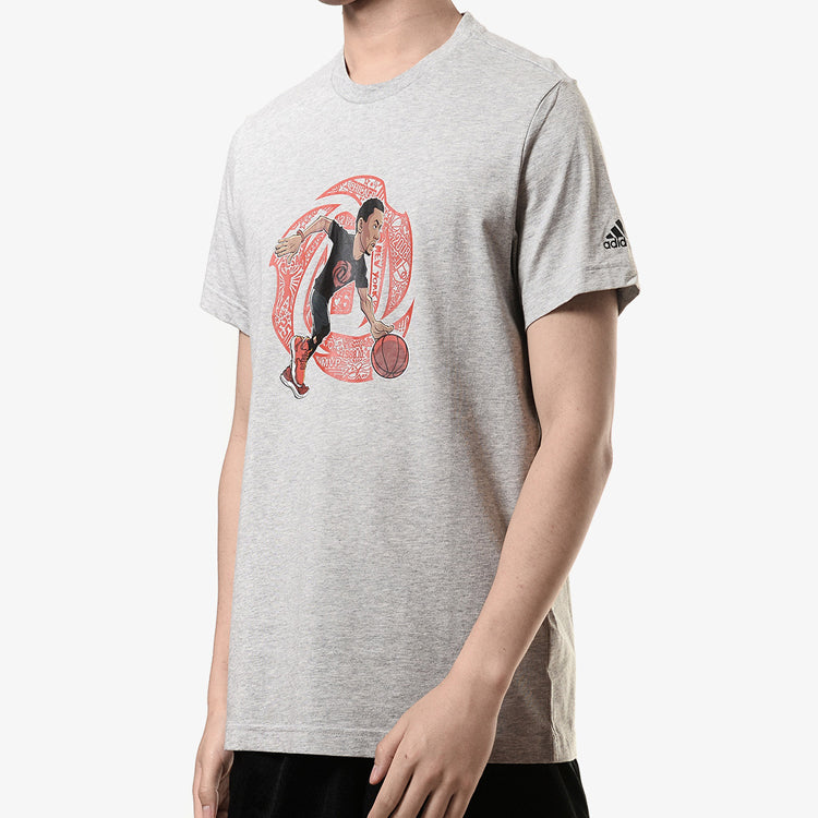 adidas Basketball Sports Round Neck Pullover Short Sleeve Gray CV8514
