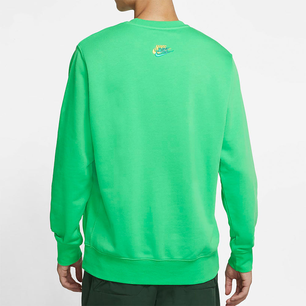 Men's Nike Contrasting Colors Logo Casual Sports Round Neck Embroidered Pullover Green DJ6915-362