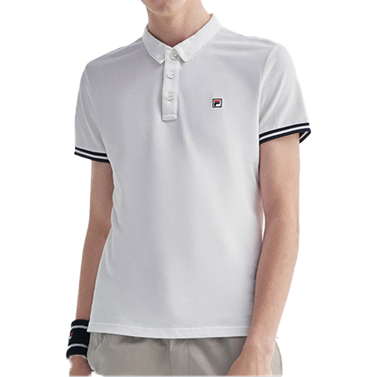 FILA Logo Printing Breathable Short Sleeve Polo Shirt White F11M021116F-WT
