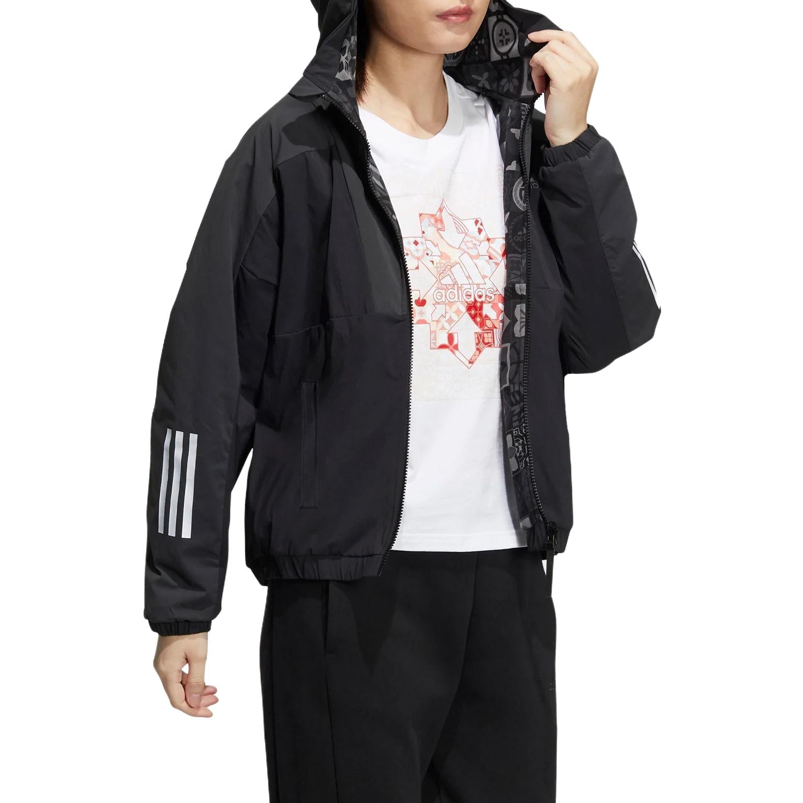 (WMNS) adidas CNY MID JKT Reversible Sports Hooded Jacket Black HC2801