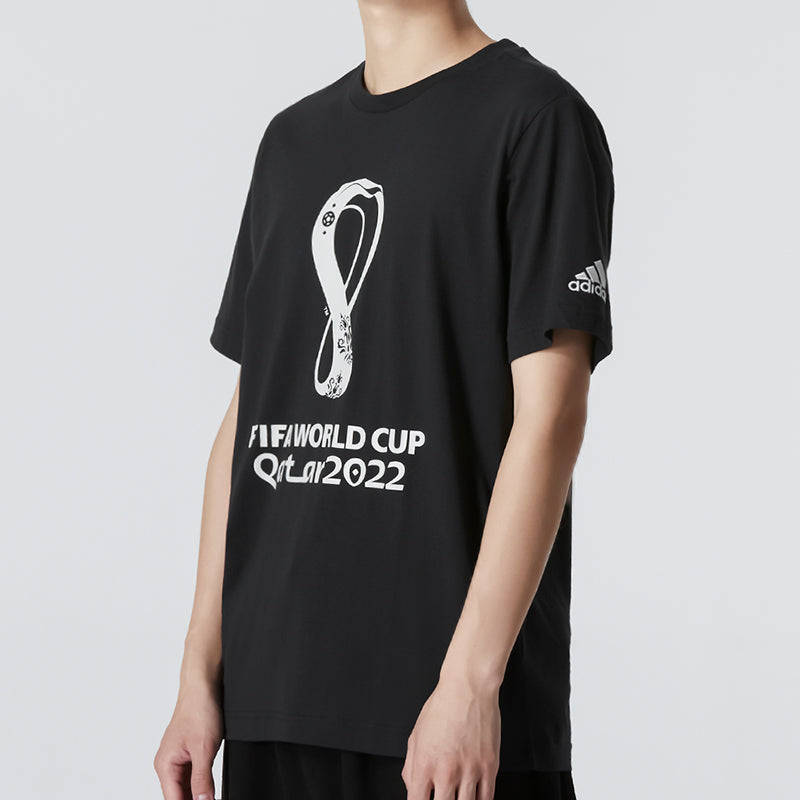 Men's adidas Geometry Pattern Alphabet Printing Athleisure Casual Sports Round Neck Short Sleeve Black T-Shirt HD6367