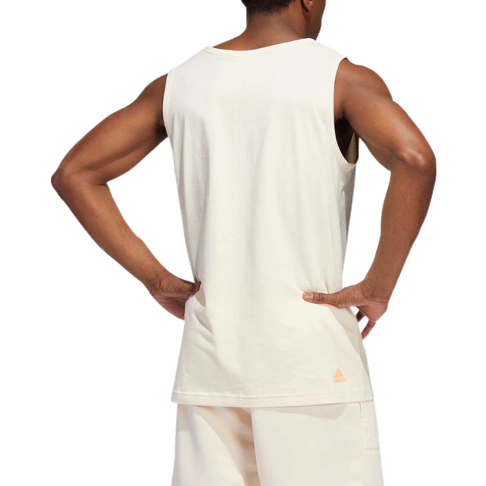 Men's adidas Hdn Isl 13 Tank Cotton Printing Round Neck Beige Vest HG4431