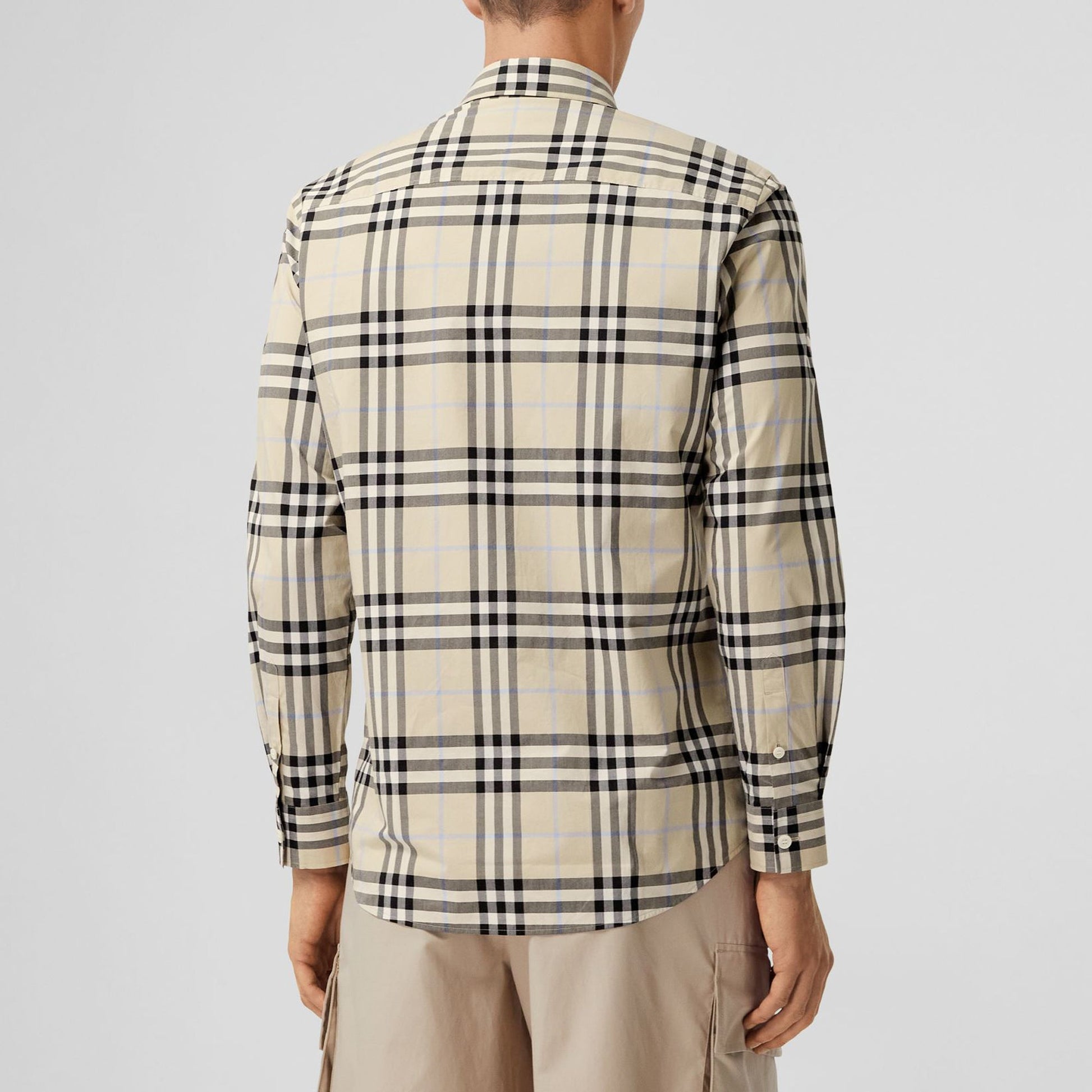 Burberry SS21 Tartan Long Sleeves Cotton Luxury Shirts Beige 80386621