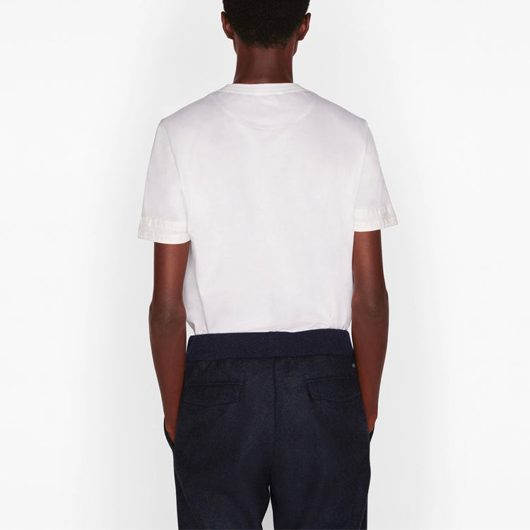 Men's DIOR FW21 Cotton Plain Weave Knit Detail Short Sleeve White T-Shirt 193J634A0677-C080