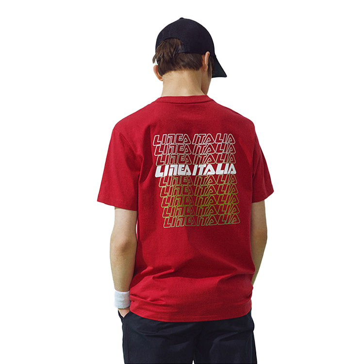 Men's Fila Yellow logo Short Sleeve Red T-Shirt T11M026102F-RD