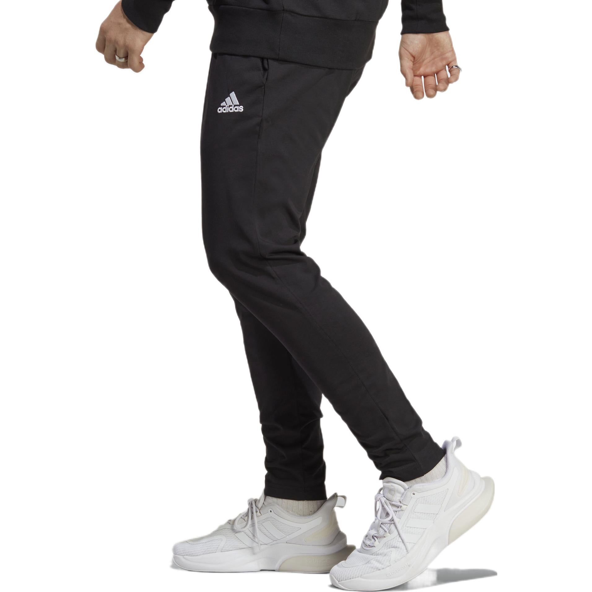 adidas Essentials Single Jersey Tapered Open Hem Pants 'Black' IC9409