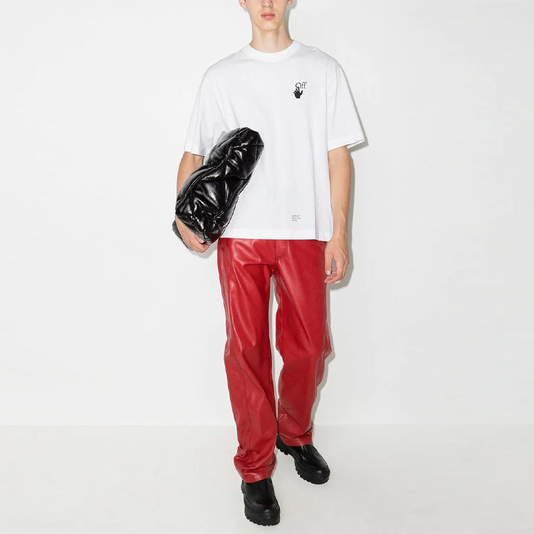 Off-White FW21 Caravaggio Arrow Pattern Round Neck Short Sleeve Loose Fit White OMAA120F21JER0070110