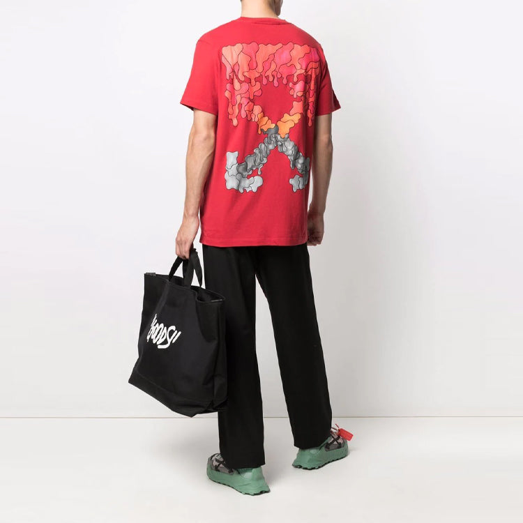 Off-White SS21 Marker Arrows Printing Short Sleeve Red OMAA027S21JER0072525