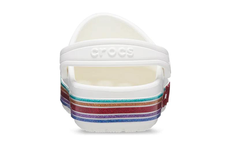 (GS) Crocs Bayaband Rainbow Glitter Clogs 'White Red' 209731-100