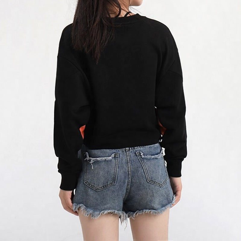 (WMNS) PUMA Rebel Crew Cropped Training Sweatshirt 'Black Orange' 586520-51