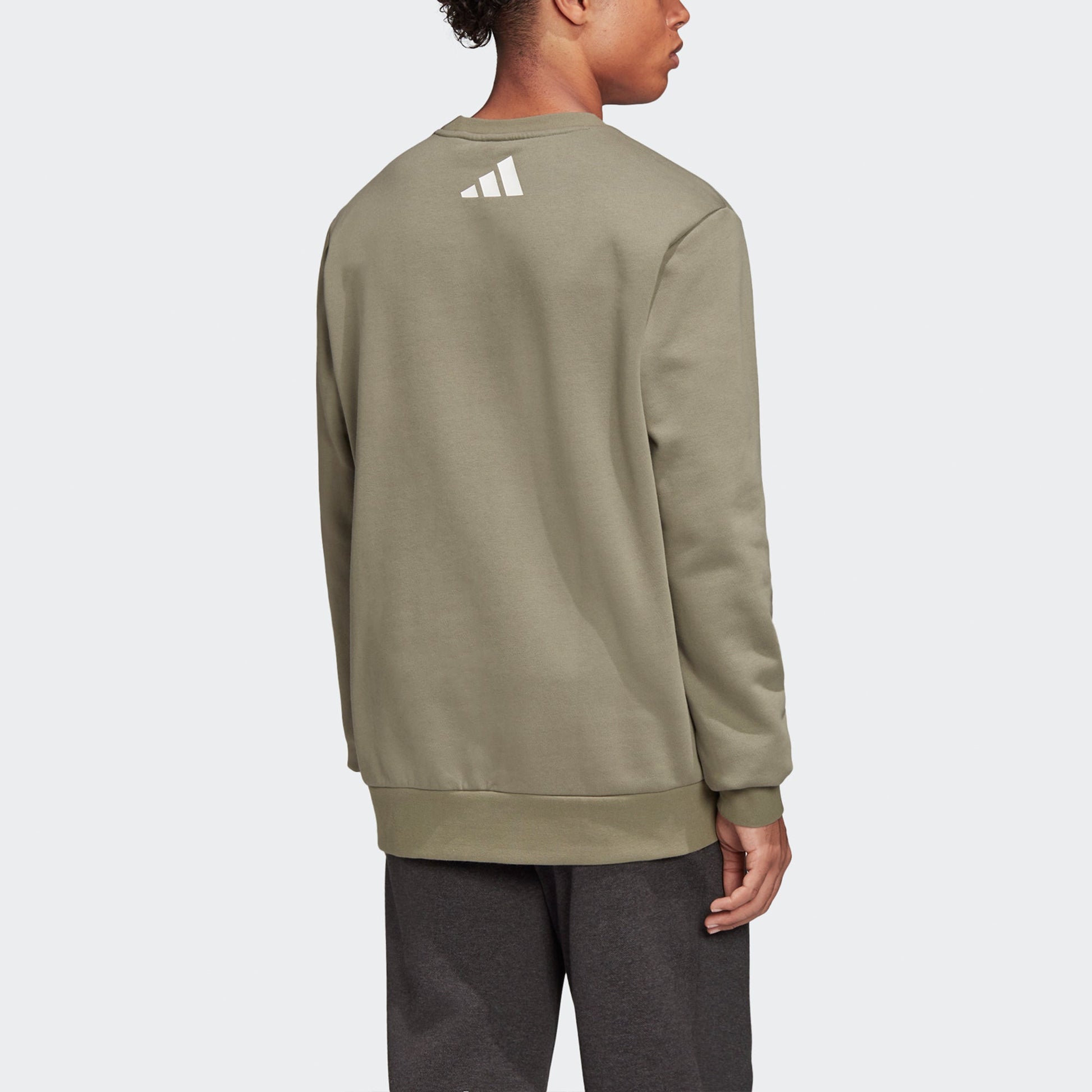 adidas M Pack Crew Alphabet Pattern Printing Sports Round Neck Pullover Green FL3889