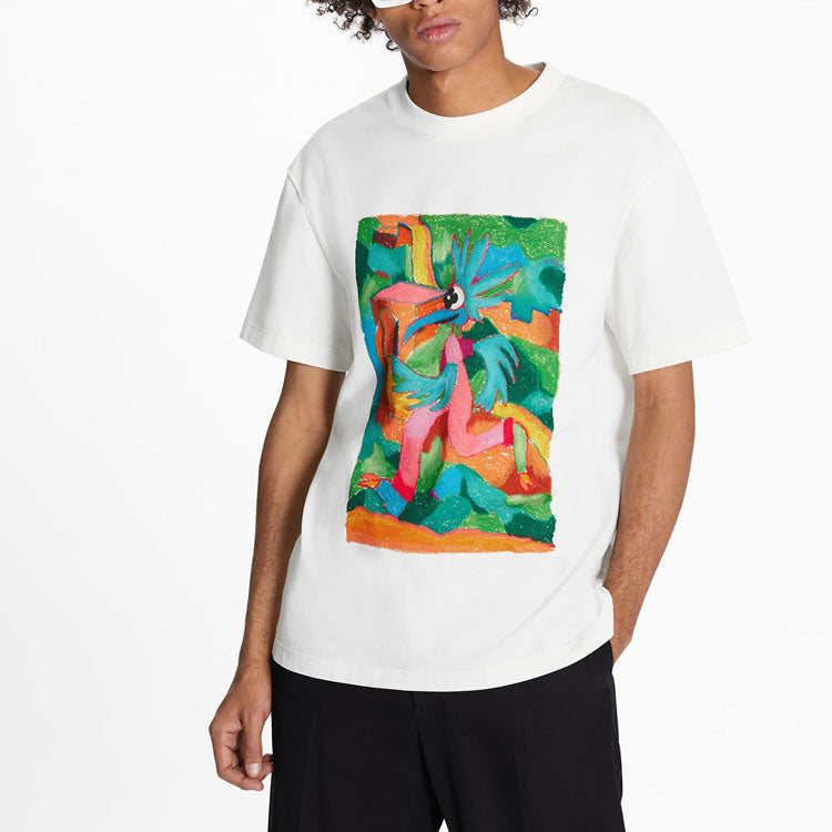 LOUIS VUITTON LV SS21 Graphic Print Round Neck Pullover Short Sleeve For Men White 1A8P0U