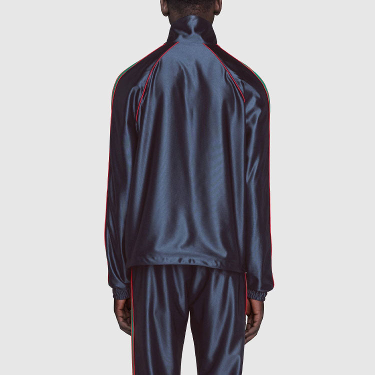 Gucci Shiny Jersey Jacket With Web 'Blue' 655341-XJDF1-4330