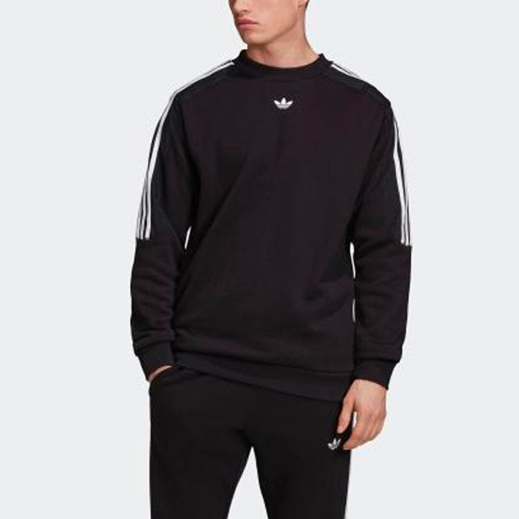 adidas originals Radkin Crewneck Small Logo Embroidered Round Neck Pullover Black DU8141