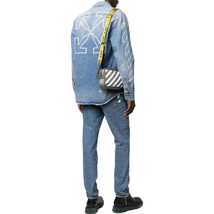 Off-White SS22 Printing Logo Denim Long Sleeves Shirt Ordinary Version Blue OMYD027S22DEN0024201