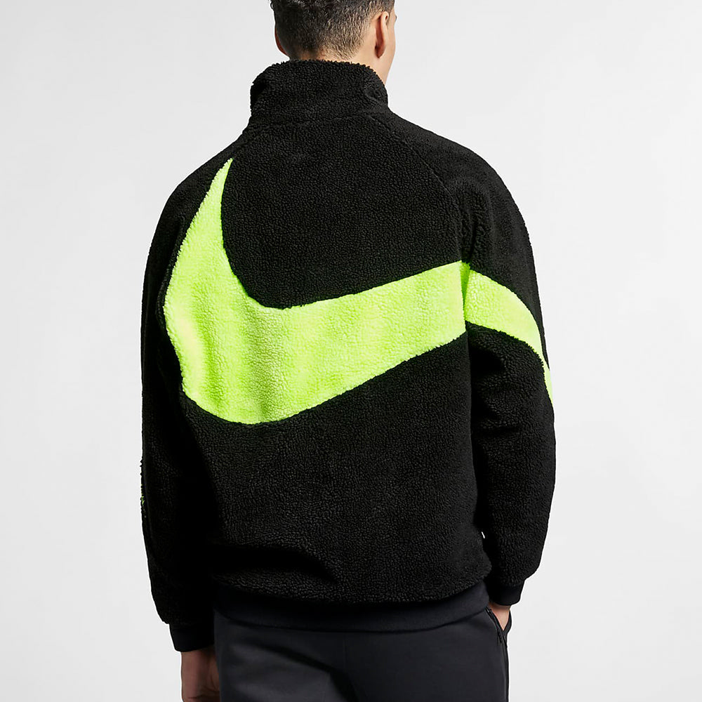 Nike Big Swoosh Reversible Boa Jacket (Asia Sizing) 'Black Neon' BQ6546-017