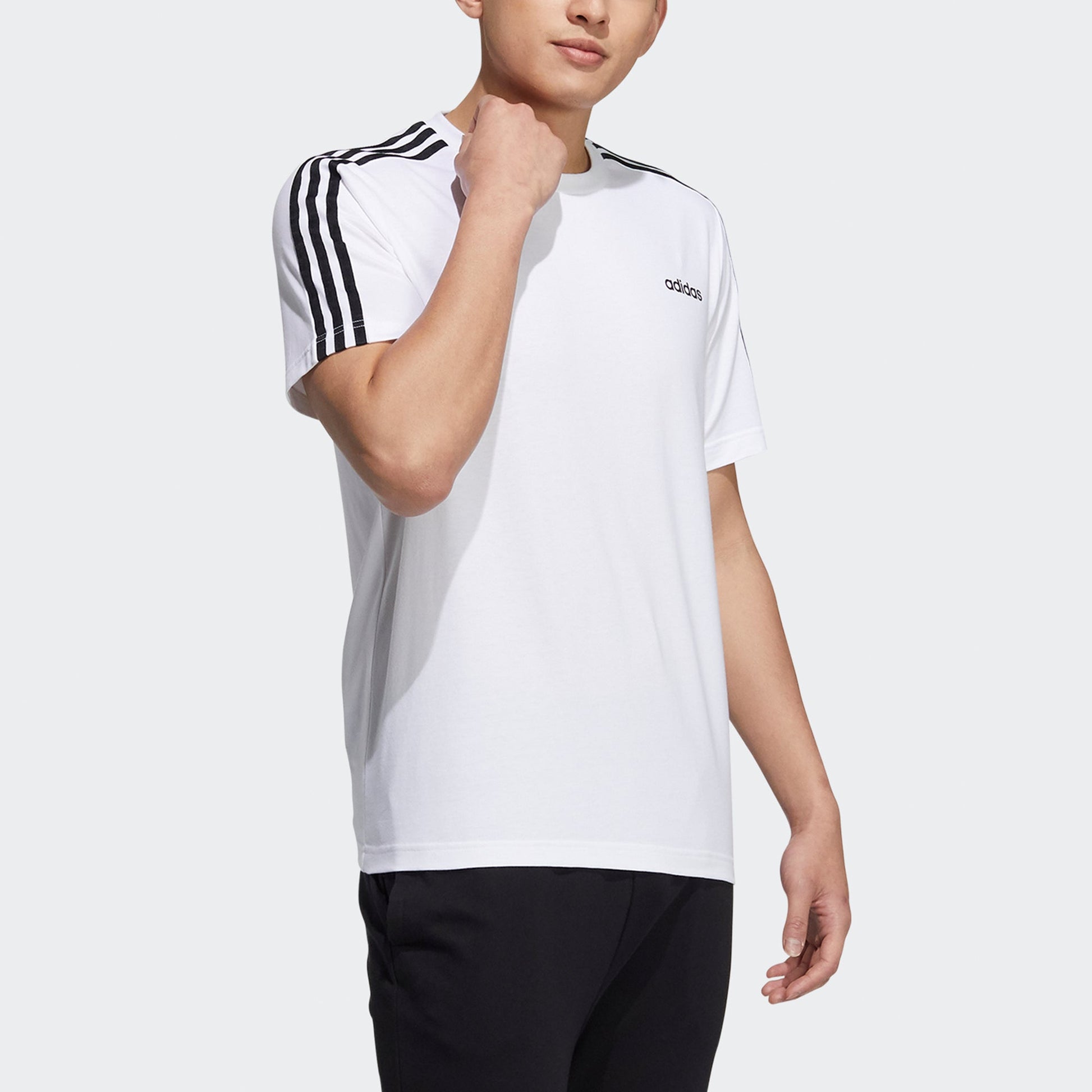 adidas neo M Ce 3s Tee Stripe Sports Round Neck Short Sleeve White H14184