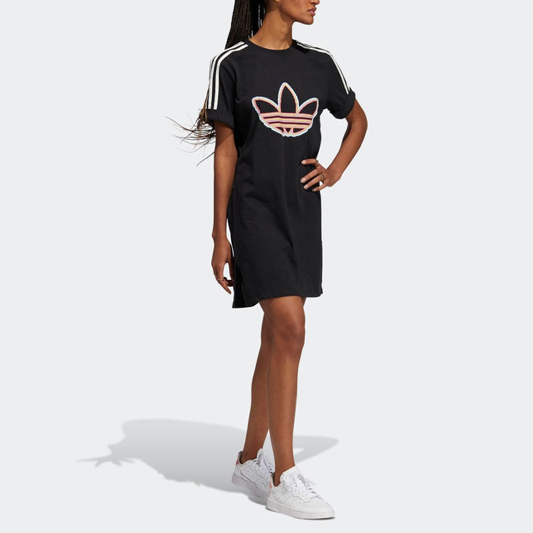 (WMNS) adidas originals Round-neck Short Sleeve Dress Black H43973
