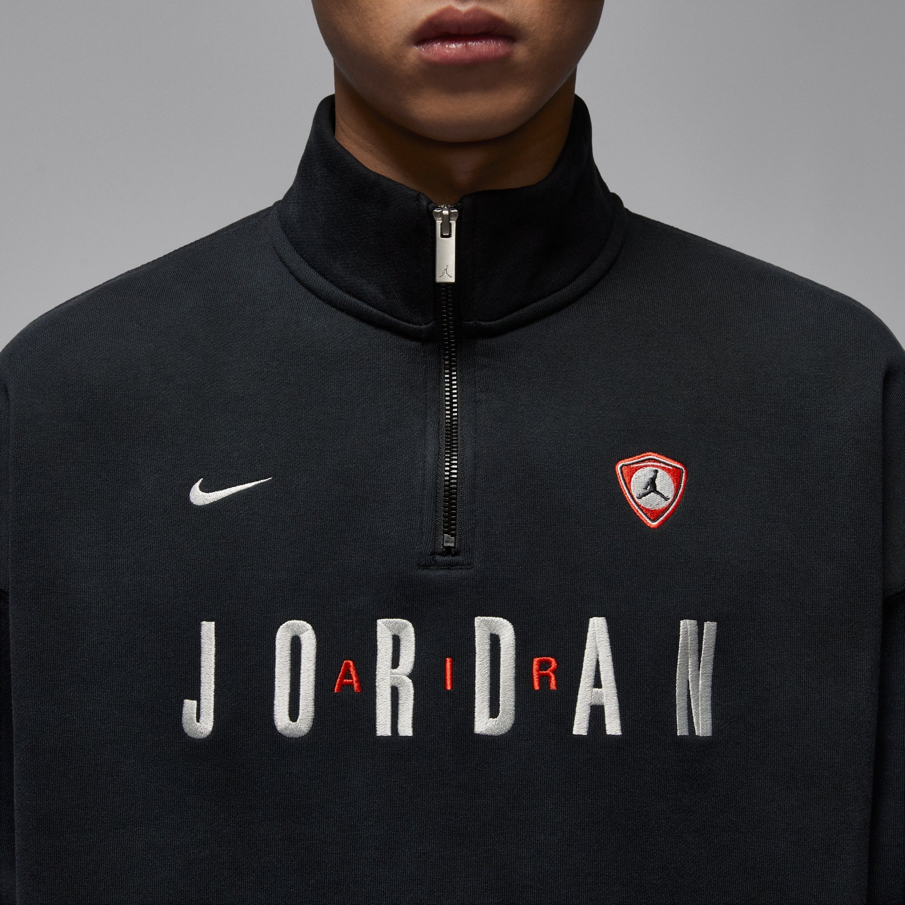 Jordan Flight Graphic Fleece 1/4-Zip Top 'Black Sail' IF1817-010