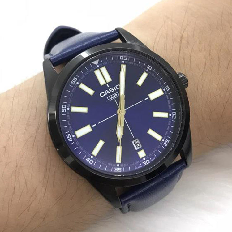 Casio Dress Pointer Display Analog Watch 'Metallic Blue Gold' MTP-VD02BL-2E