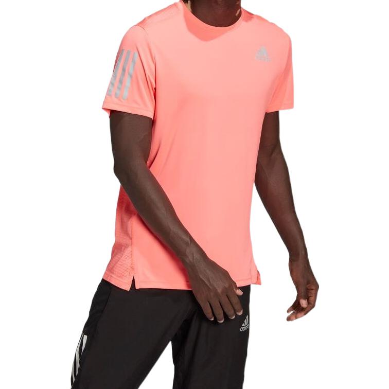 adidas Tennis Training Sports Stripe Solid Color Logo Breathable Quick Dry Casual Short Sleeve Pink HB7446