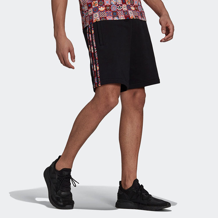 adidas originals Athleisure Casual Sports Printing Side Stripe Breathable Shorts Black H43758