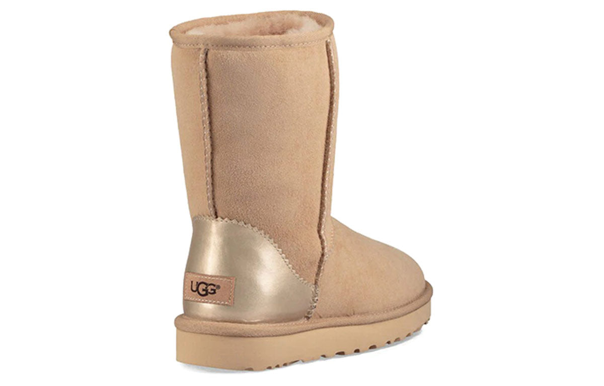 (WMNS) UGG Classic Short II Metallic Fleece Lined Cream Yellow 1019030-DRI