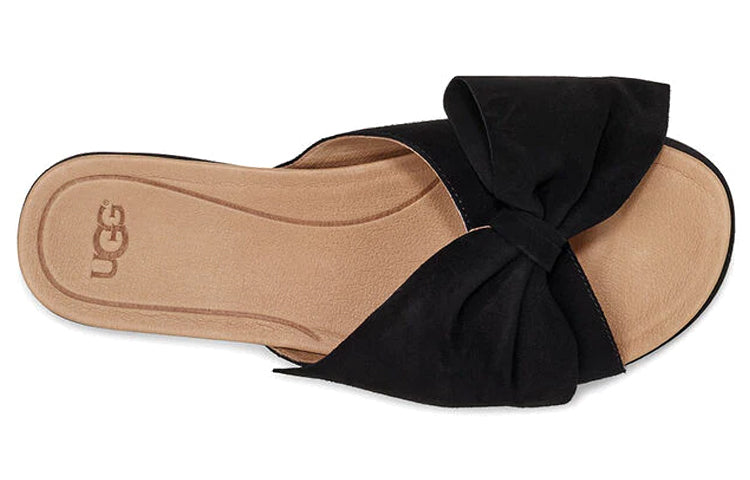 (WMNS) UGG Bow Open Toe Black White Slippers 'Black White' 1099803-BLK