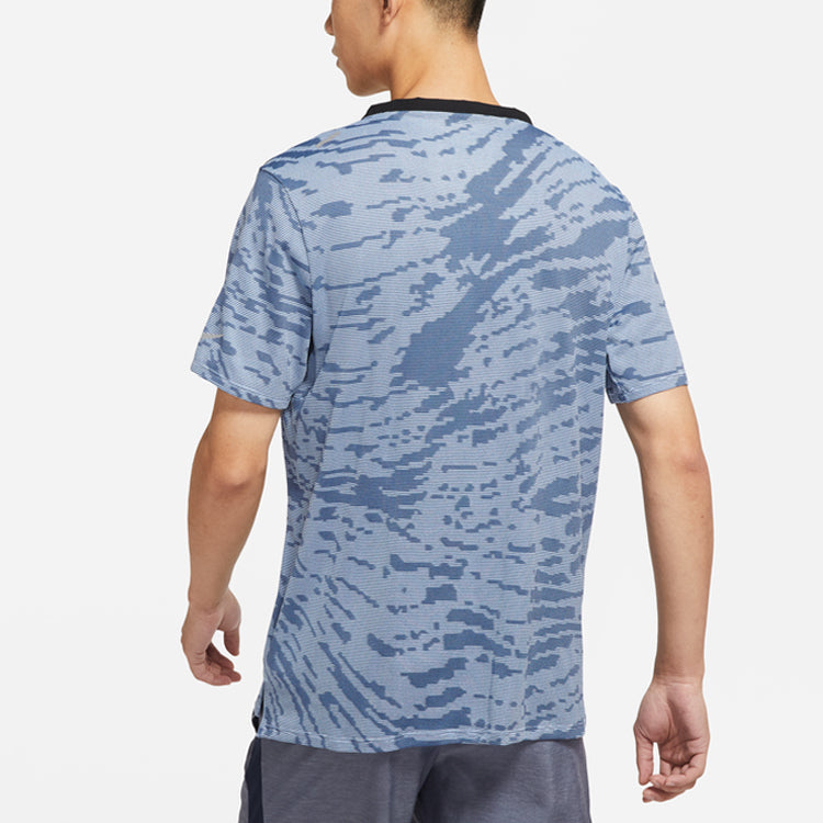 Men's Nike SS22 Printing Round Neck Short Sleeve Light Sea Blue T-Shirt DM4637-548