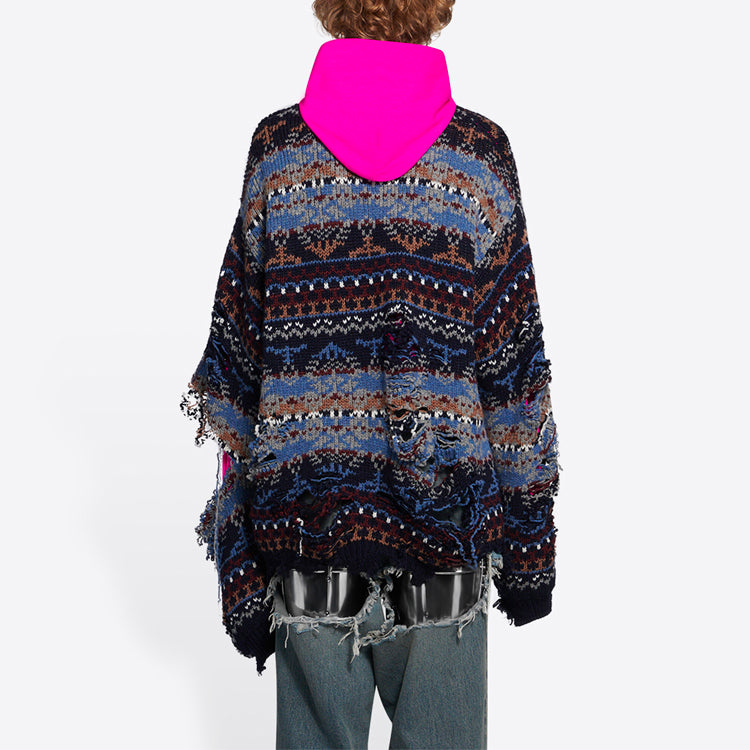 Balenciaga Destroyed Fair Isle Wool-Blend Jumper 'Blue' 662518T16028088