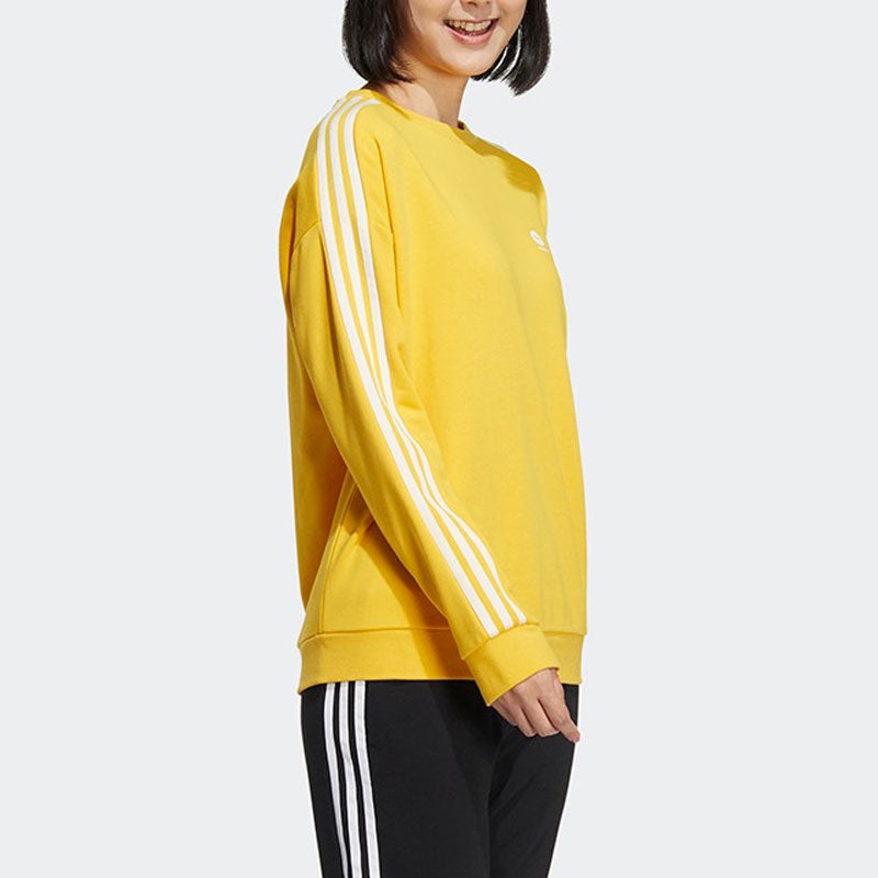 (WMNS) adidas neo 3-Stripes Crew sweatshirt 'Yellow White' HM7417
