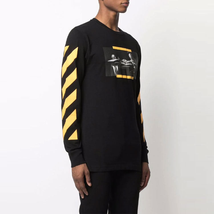 Men's Off-White FW21 Caravaggio Painting Long Sleeves Black T-Shirt OMAB001F21JER0041084
