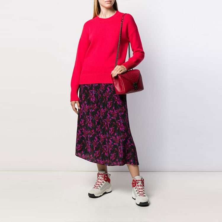 KENZO Solid Color Round Neck Pullover Long Sleeves Wool Sweater Red F962TO496814-27