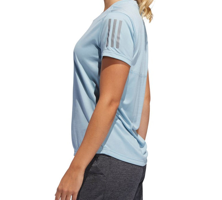 (WMNS) adidas Own The Run Tee Reflective Printing Sports Short Sleeve Blue DQ2636