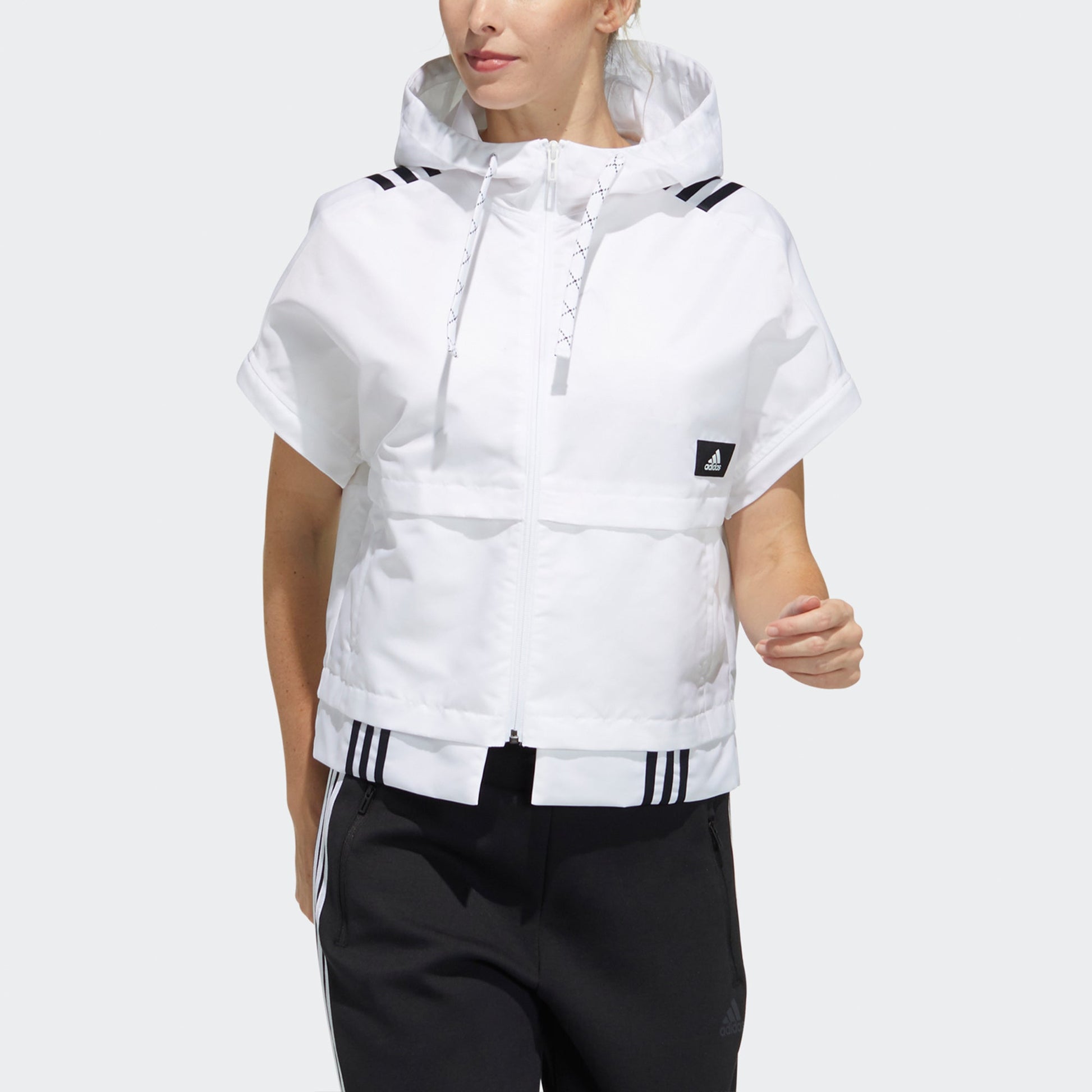 (WMNS) adidas Str Jkt Light Detachable Sleeve Hooded Track Jacket White GT4403