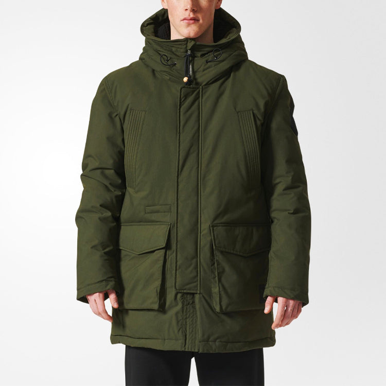adidas originals Thicken Stay Warm hooded down Jacket Green BQ5265