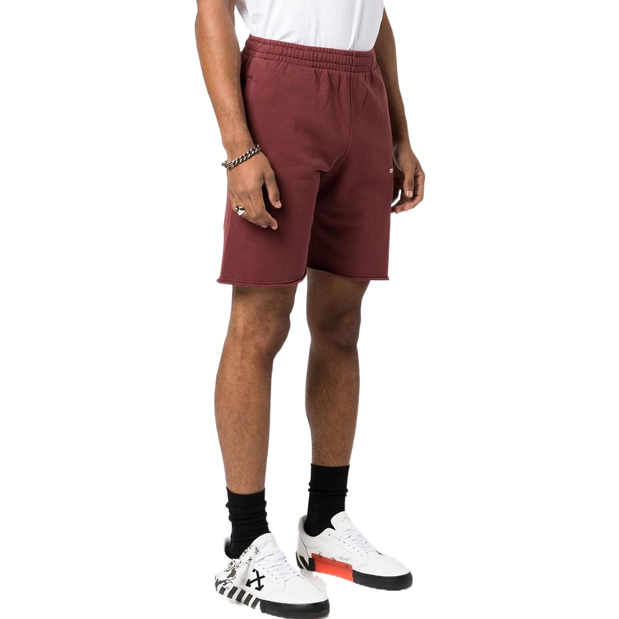 Off-White Diag Helvetica Sweatshort 'Barolo' OMCI006F22FLE0012801